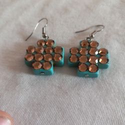 HAND MADE  NATURAL STONE  TORQUOISE  EARRING 