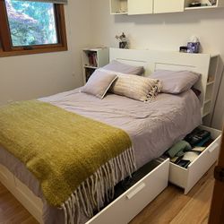 Girl’s queen bed w/underbed drawers -- Great condition -- Ikea Brimnes