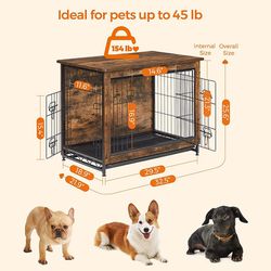 Dog Cage Crate Kennel, Dog House, Dog Crate with 2 Doors (Medium)