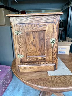 Vintage Oak Icebox End Table / Nightstand