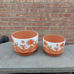 New Set Of Two Pieces Terracotta Planter Pots
