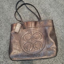  Silver/Bronze Color Bucket Style Coach Purse 