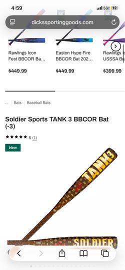 Soldier Sports TANK 3 BBCOR Baseball Bat (-3)