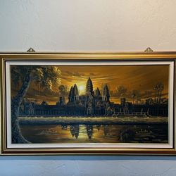 Oil Painting Framed Of “ Angkor Wat “