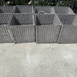 Grey wicker storage cubes