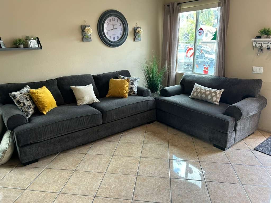 Charcoal Grey Sofa Set From Jerome's... Super Comfortable!