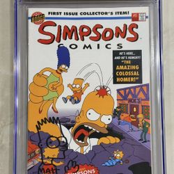 Simpsons #1 (1993) This Is The ONLY-SIGNED and SKETCH MATT GROENING CGC 9.6–RARE