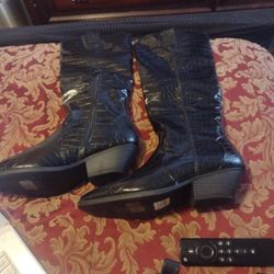 Black Patten Leather Boots