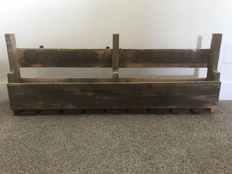 WINE BOTTLE AND GLASS holder rack rustic pallet wood farmhouse decor