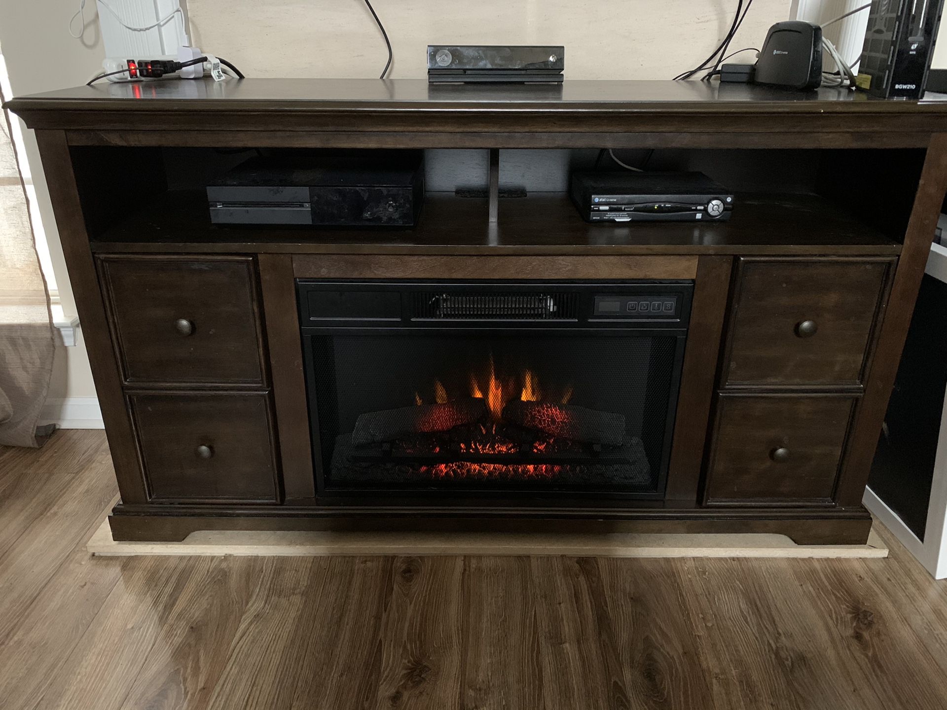 Tv stand with fire place