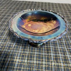 Wm. A. Rogers Vintage Silverplate Round Pedestal Candy Dish Bowl 8" x 4.5" high