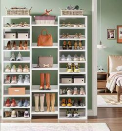NY209 wooden Shoe Rack, Freestanding Shoe Organizer with 23 Storage Shelves