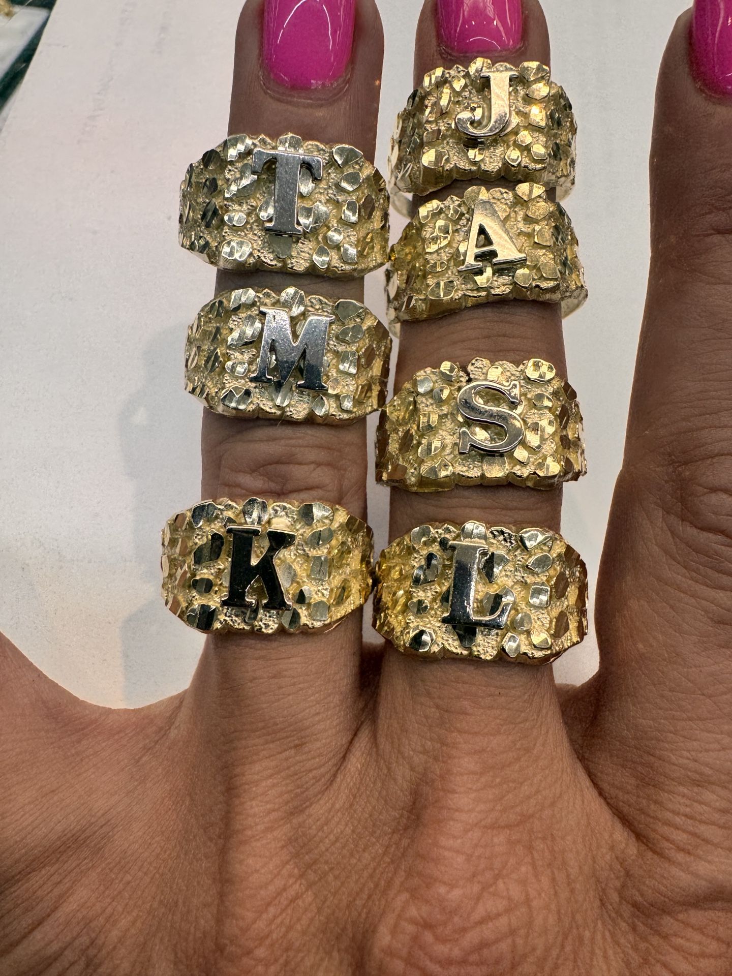 10k Gold Nugget Initial Ring Size 11