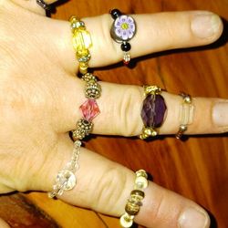 Lot of 11 different Unique Beaded Rings