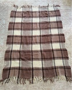 Vintage New Zealand Wool Blanket Plaid Tartan Throw Fringed Heavy Soft 55"x81"