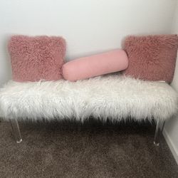 Furniture Faux Fur Bench 