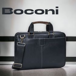 BOCONI Bags l Black l Genuine Leather l Briefcase Laptop Bag l Shoulder strap