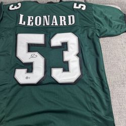 Darius Leonard Signed Autograph Custom Jersey -Beckett Goa -Philadelphia Eagles