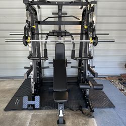 Smith Machine 300 | Adjustable Bench | 245lb Cast Iron Olympic Weights | 7ft Olympic Bar | Fitness | Gym Equipment | FREE DELIVERY/INSTALLTION 🚚 