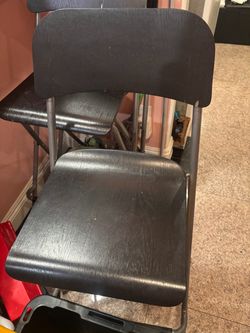 Black Folding Chair with Wood Seat