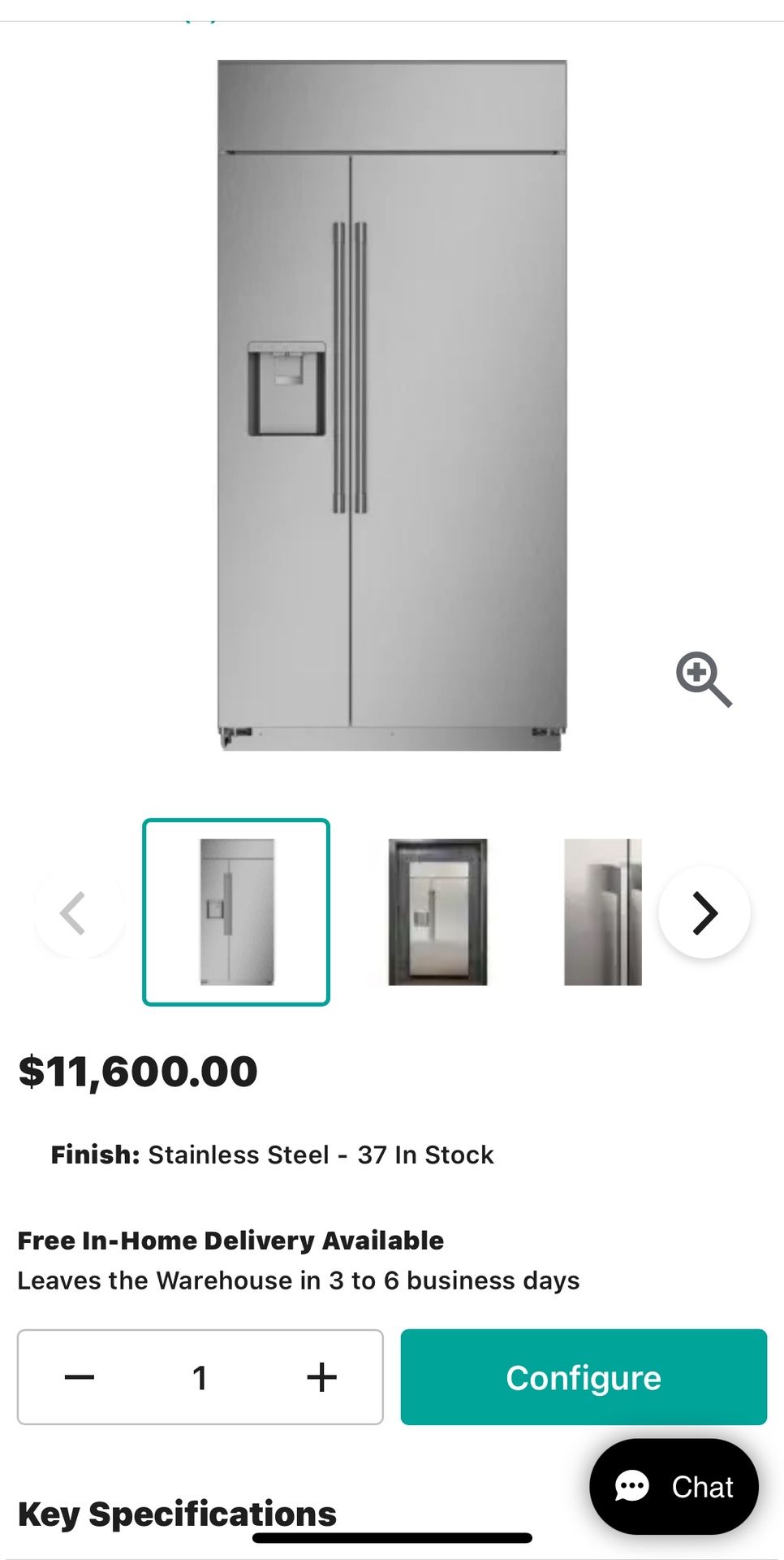 Monogram 42 Inch Wide 24.4 Cu. Ft. Side By Side Refrigerator with External Dispenser Model: ZISS420DNSS