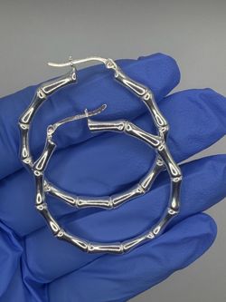 Silver Bamboo Hoop Earrings