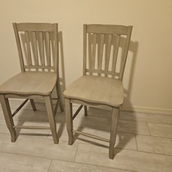 Solid Wood Light Grey Counter Top Chairs