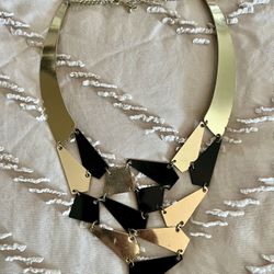 Bold Geometric Black & Gold Statement Necklace