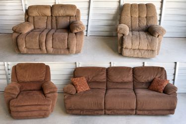 Brown reclining living room room chair love seat and sofa  $40-$75