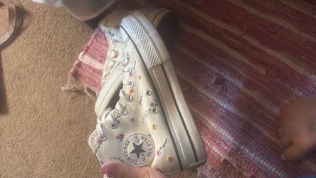 Flower patterned converse shoes