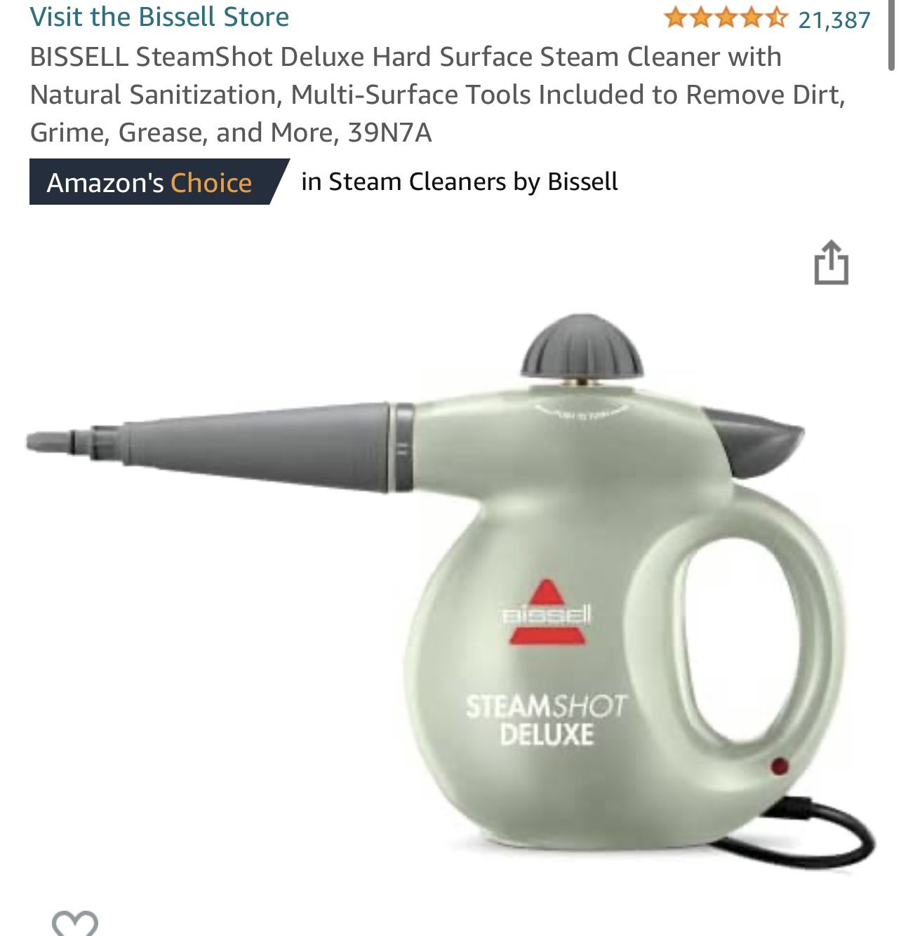 Steamshot Deluxe Hard Surface Steam Cleaner With Natural Sanitization 