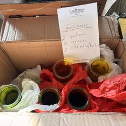 Vases Qty 8 Green Yellow Clear Wedding Bulk Lot