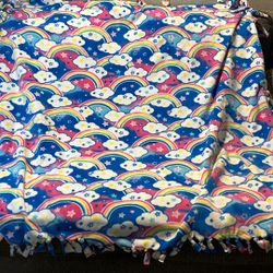 Cute Multicolored Stars With Clouds Blanket