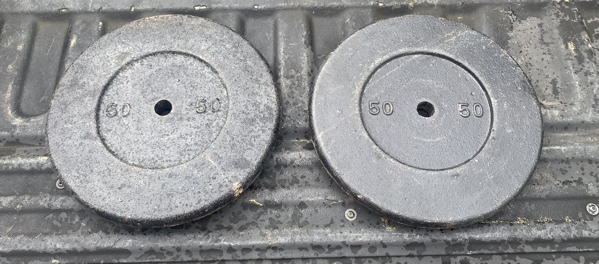 50 Lb Standard Barbell Plates Total Of 100 Lbs