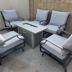 Patio Conversation Set With Fire Pit Table 