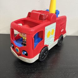 Fisher-Price Little People Helping Others Fire Truck With Figures Light Sounds