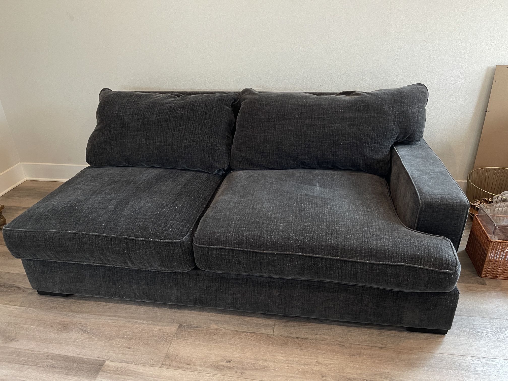 Super Deep Super Comfy Washed Black Couch
