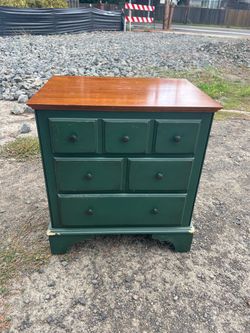 Ethan Allen Green Wood night stand with Walnut Top