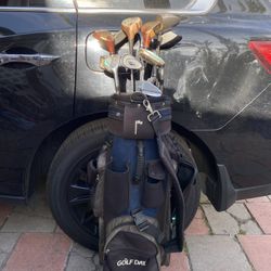 Golf Day Bag With Many Clubs Most Are Drivers 