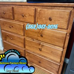 Nine Drawer Solid Wood Oak Chest Dresser