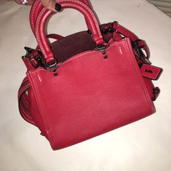 Coach Red pebble Purse With Oxblood Suede Interior W/matching Wallet  Thumbnail