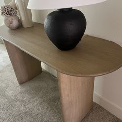 Zeke Oval Brushed Wood Console Table