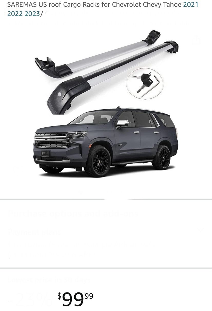 SAREMAS US roof Cargo Racks for Chevrolet Chevy Tahoe 2021 2022 2023/ GMC Yukon XL Cross Bars Roof Rack Rail Lu