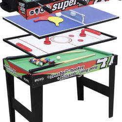 IFOYO Multi Function Combo Game Table, Steady 4 in 1 Pool Table for Kids, Hockey Table, Soccer Football Table, Table Tennis Table, Ideal for Kids, 31.