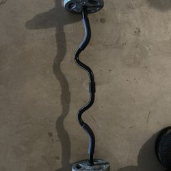 EZ Curl Bar with weights And 30 lb kettlebell