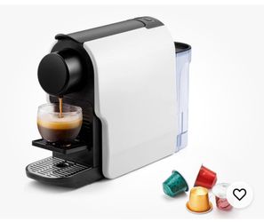 Espresso Pod Machine for Home, Compact Capsule Coffee Maker White & Black