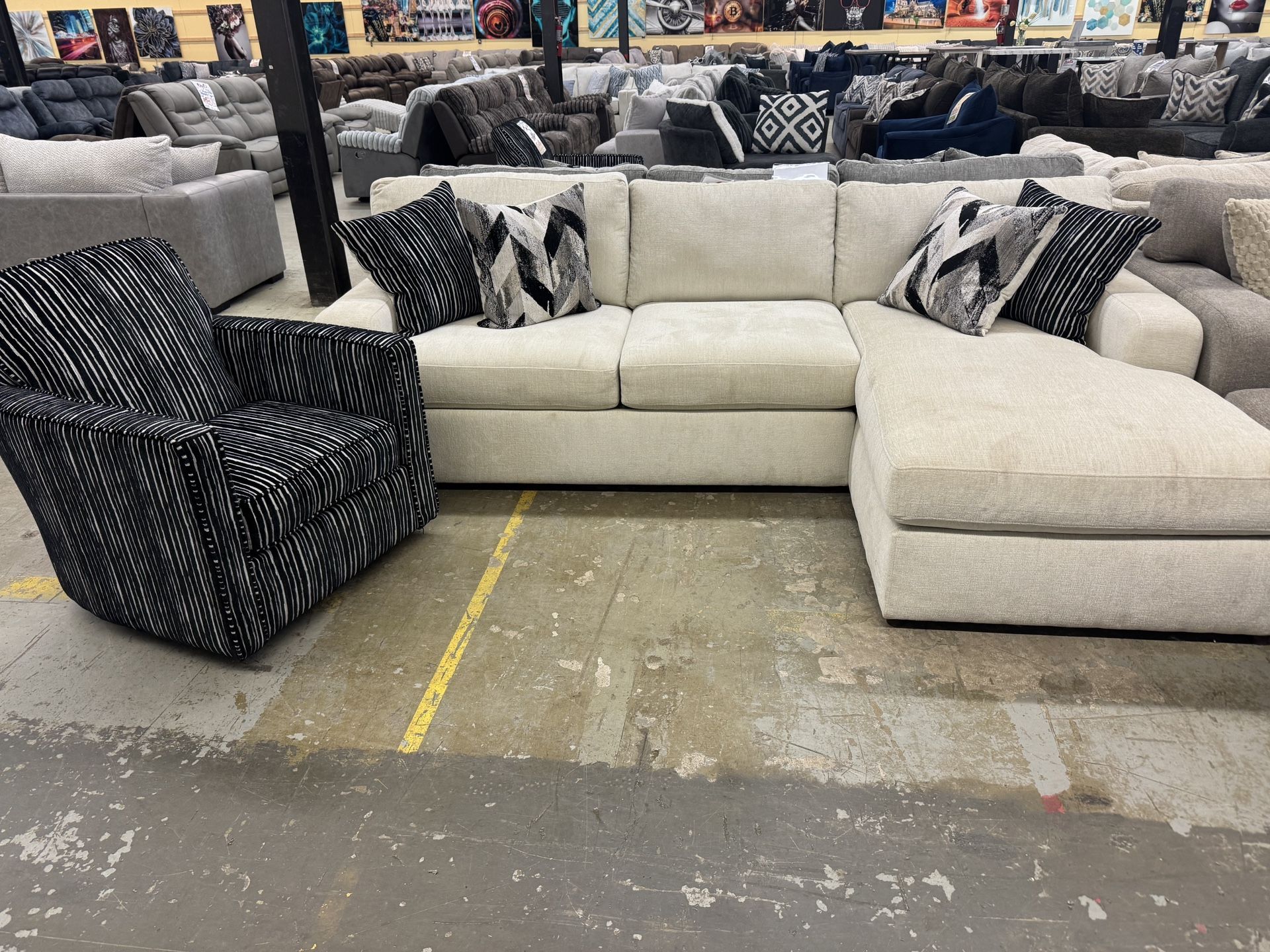 Beautiful Chaise And Sectional Plus FREE Swivel Accent Chair