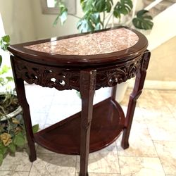 Hall Table Half Moon Stone Top  33”w  X16” Deep X 33” Height Excellent Condition