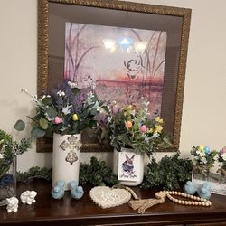 Farmhouse Easter Springtime Centerpiece Floral Arrangements 