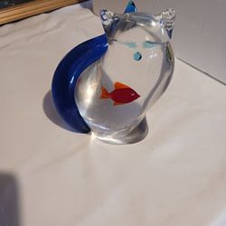 Murano Glass Cat With Goldfish